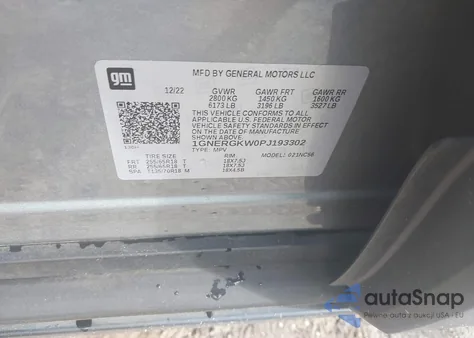 2023 Chevrolet Traverse Fwd Lt Cloth из США, поврежденный, VIN 1GNERGKW0PJ193302